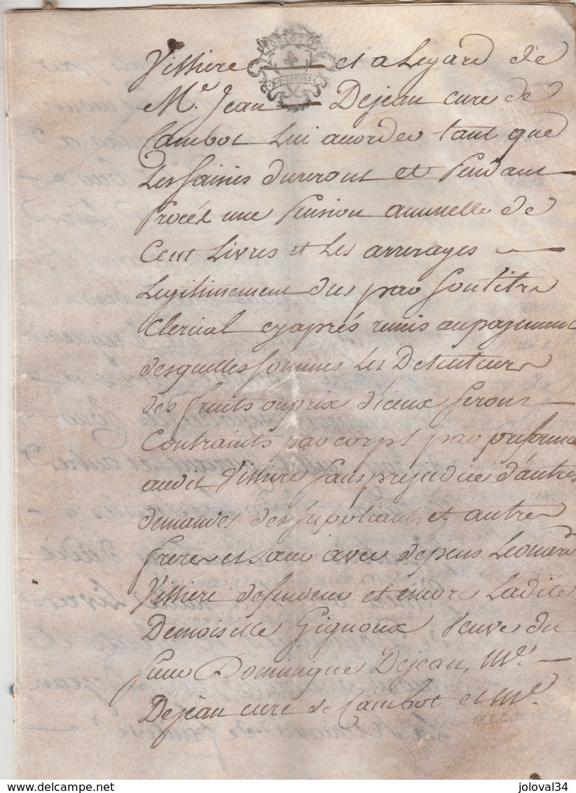 Superbe Parchemin 24 Pages 1786 Cachet Généralité Toulouse Généalogie Vissac Chirac Gignoux Dejean Vissière Voir Desc - Manoscritti