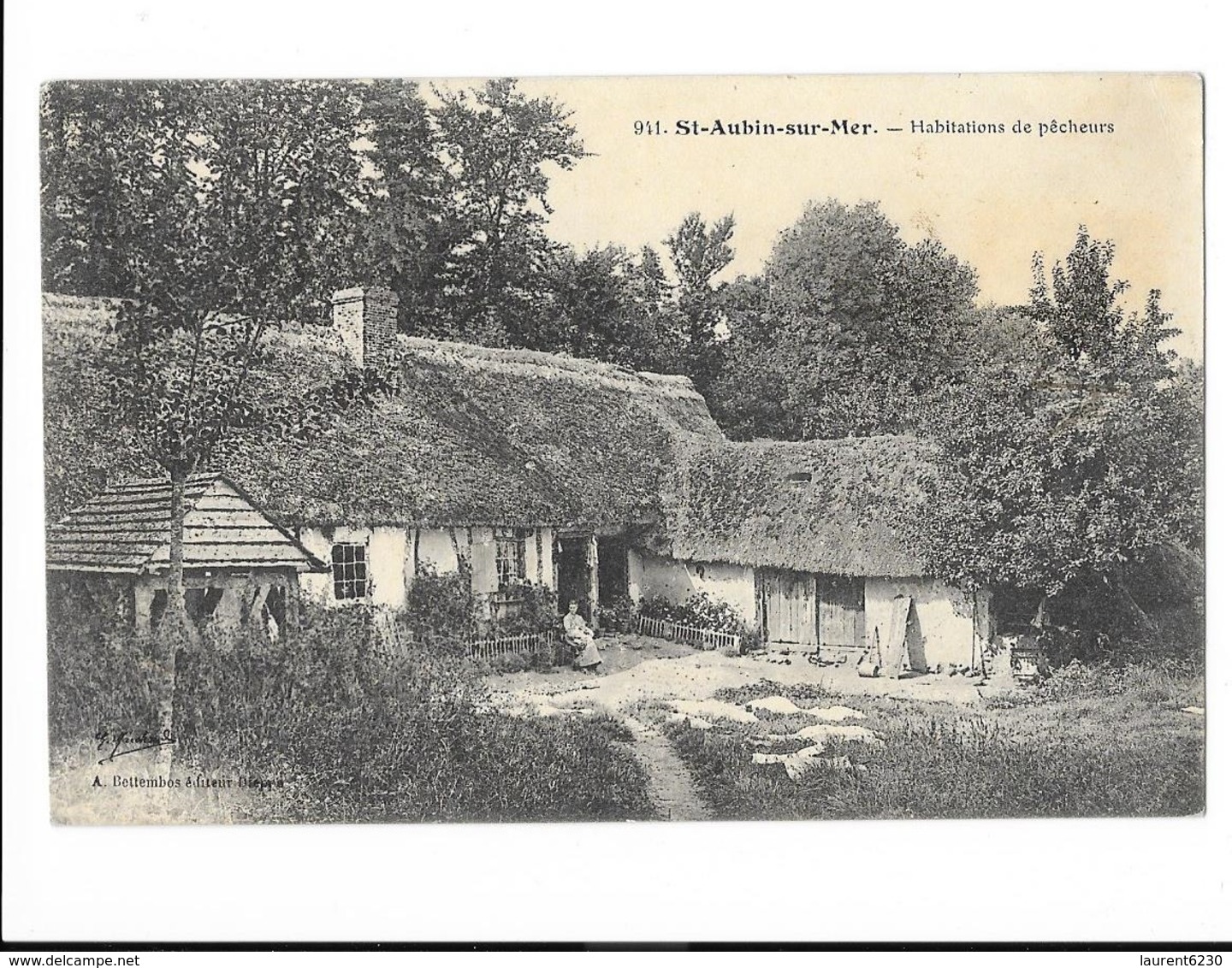 Saint-Aubin-sur-Mer - Habitations De Pêcheurs - édit. A. Bettembos 941 + Verso - Altri & Non Classificati