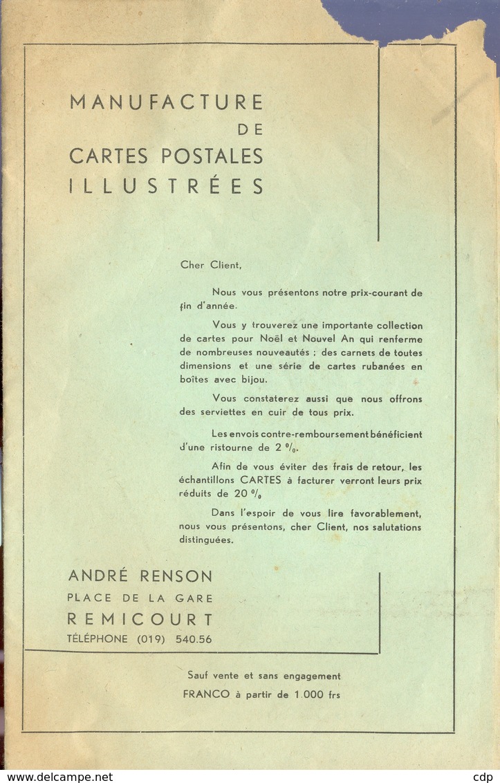 Remicourt    Catalogue Cartes Postales Et Papeterie    1957 - Printing & Stationeries