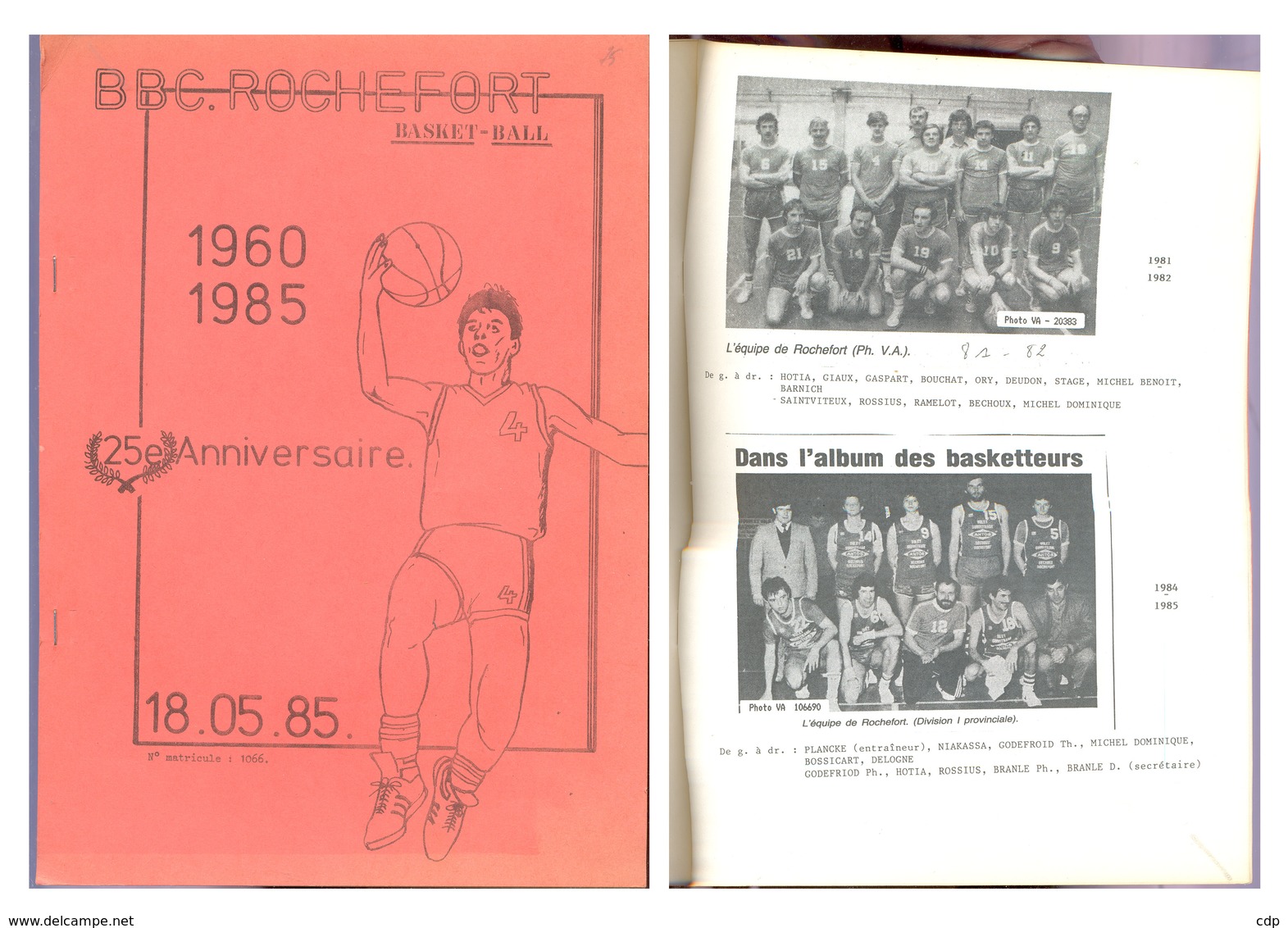 Rochefort  Basket   1985 - Programmes