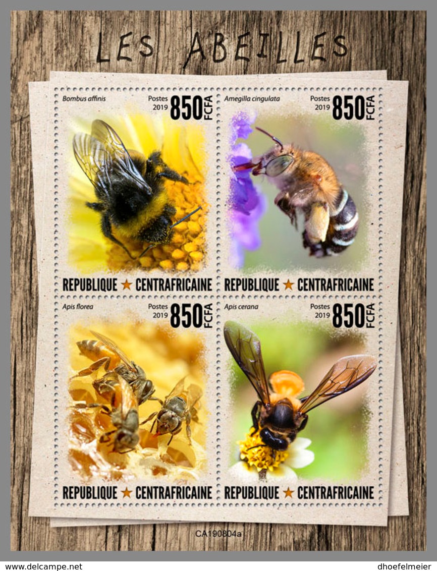 CENTRALAFRICA 2019 MNH Bees Bienen Abeilles M/S - OFFICIAL ISSUE - DH1947 - Abeilles