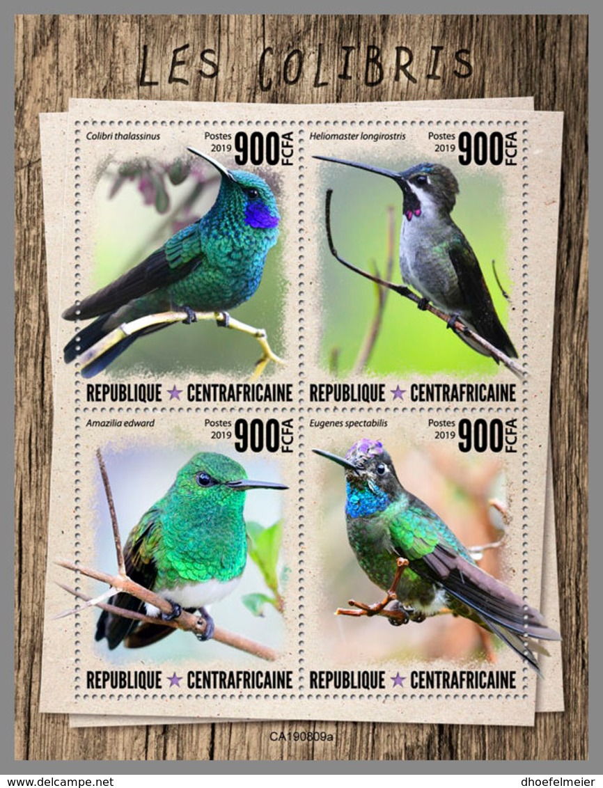 CENTRALAFRICA 2019 MNH Hummingbirds Kolibris Colibris M/S - OFFICIAL ISSUE - DH1947 - Colibrì