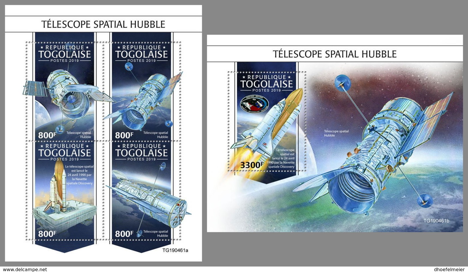 TOGO 2019 MNH Hubble Space Telescope Space Raumfahrt Espace M/S+S/S - OFFICIAL ISSUE - DH1947 - Africa