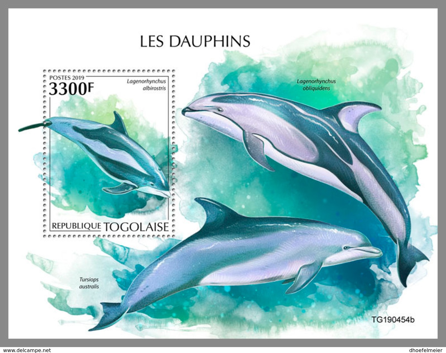 TOGO 2019 MNH Dolphins Delfine Dauphins S/S - IMPERFORATED - DH1947 - Dauphins