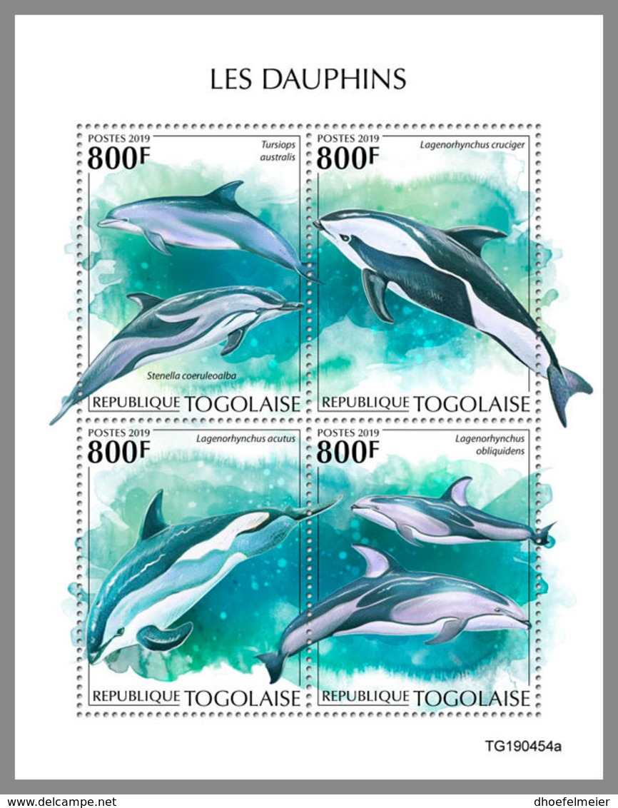 TOGO 2019 MNH Dolphins Delfine Dauphins M/S - IMPERFORATED - DH1947 - Delfines