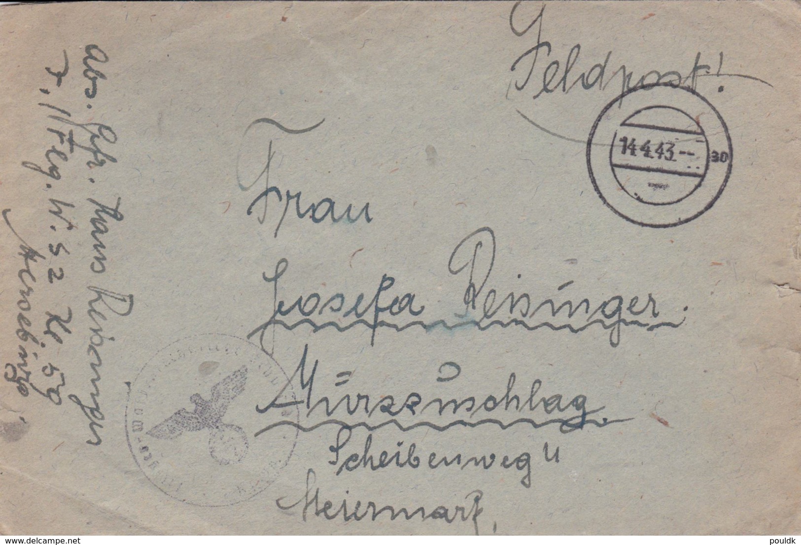 German Feldpost WW2: Fliegerwaffenteschnische Schule In Merseburg P/m 14.4.1943 - Cover Only  (G106-46) - Militaria