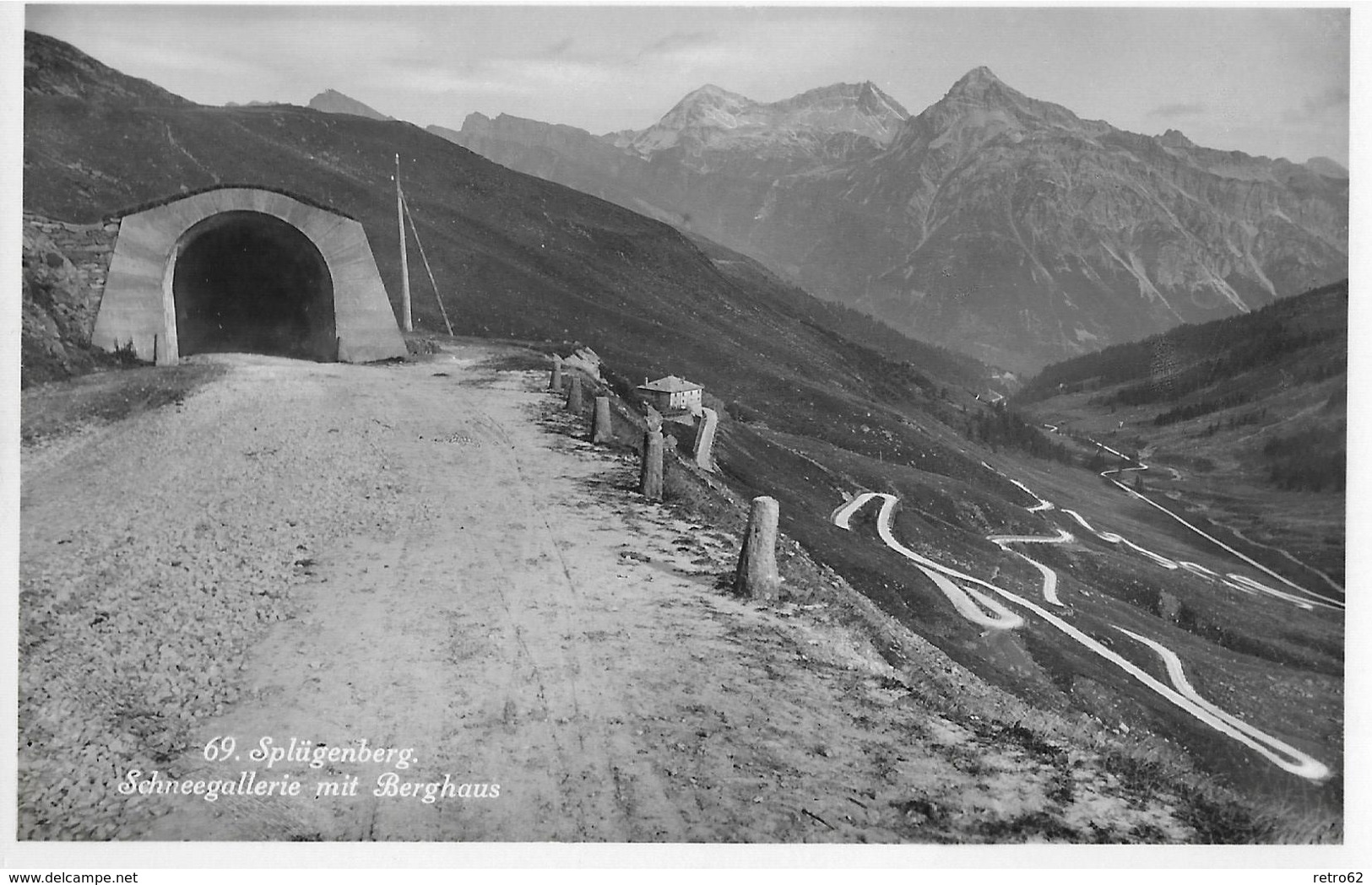 SPLÜGENBERG → Schneegallerie Mit Dem Berghaus, Fotokarte Ca.1945 - Splügen