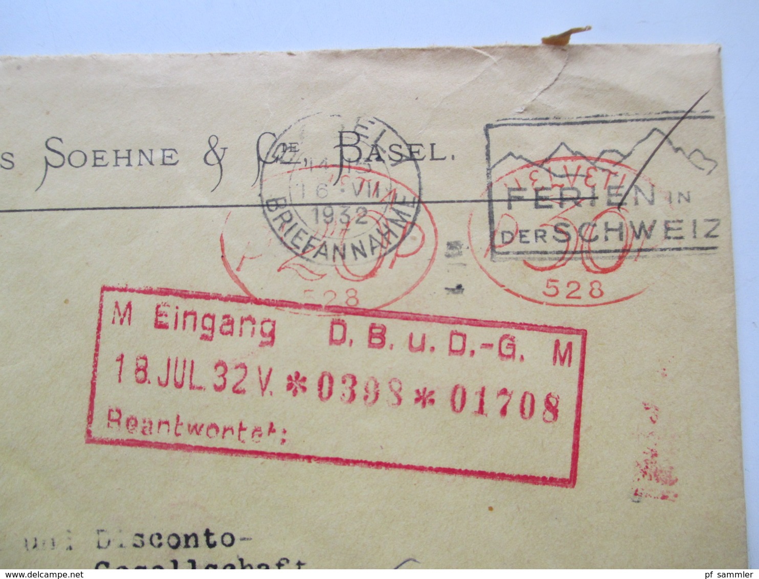 1931-34  Freistempel 9 Belege Rumänien Schweiz, Niederlande Italien und Ungarn 1x Bahnpost Breslau - Beuthen Oberschles