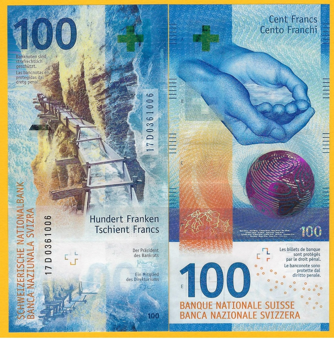 Switzerland 100 Franken P-new 2017(2019) Sign. Studer & Zurbrügg UNC Banknote - Switzerland