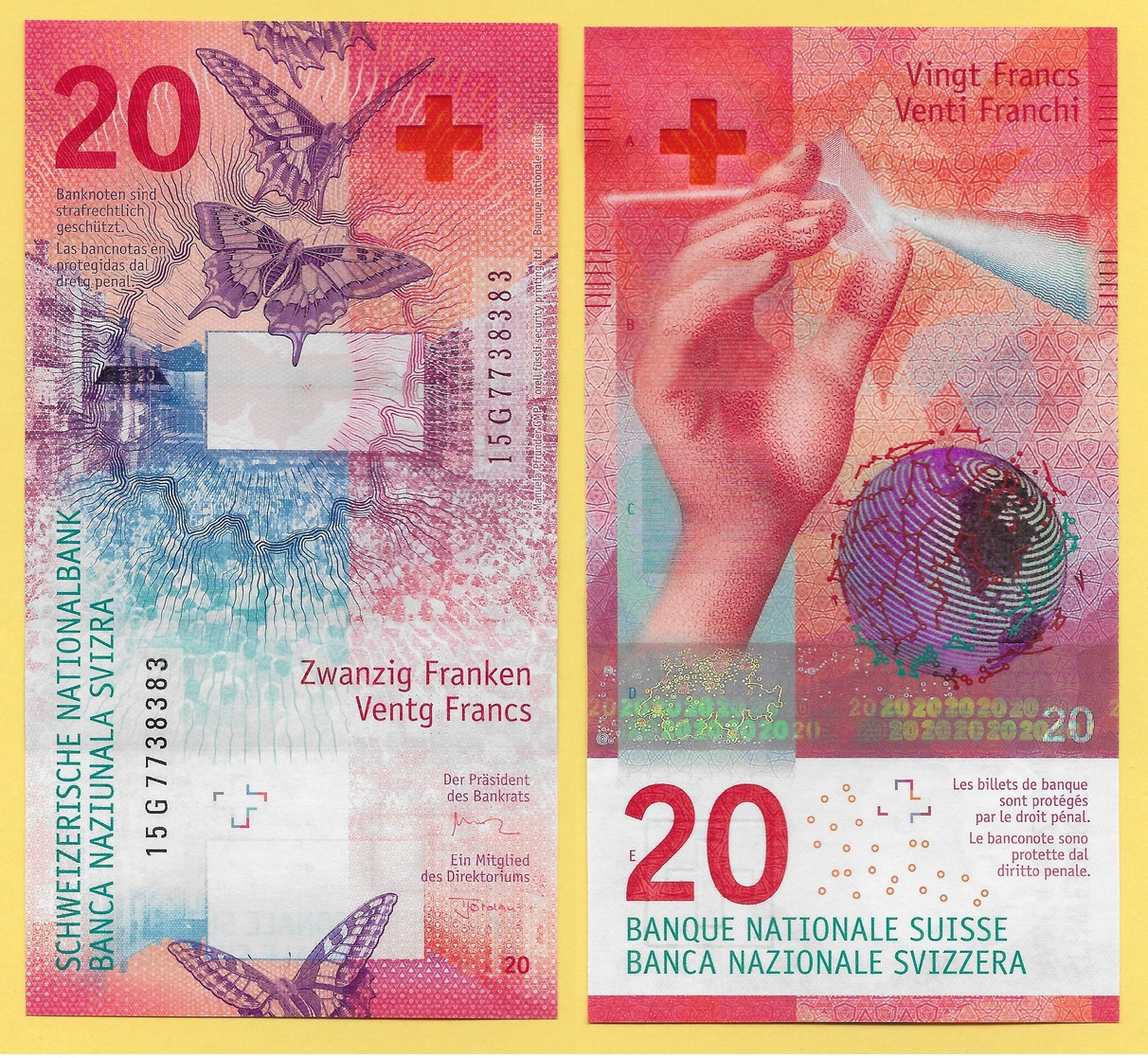 Switzerland  20 Franken P-76c 2015(2017) Sign. Studer & Jordan UNC Banknote - Suiza