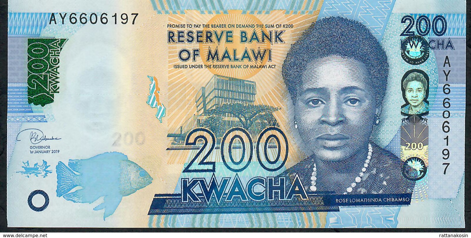 MALAWI NLP ? (b)  200 KWACHA  1..1.2019   #AY    UNC - Malawi