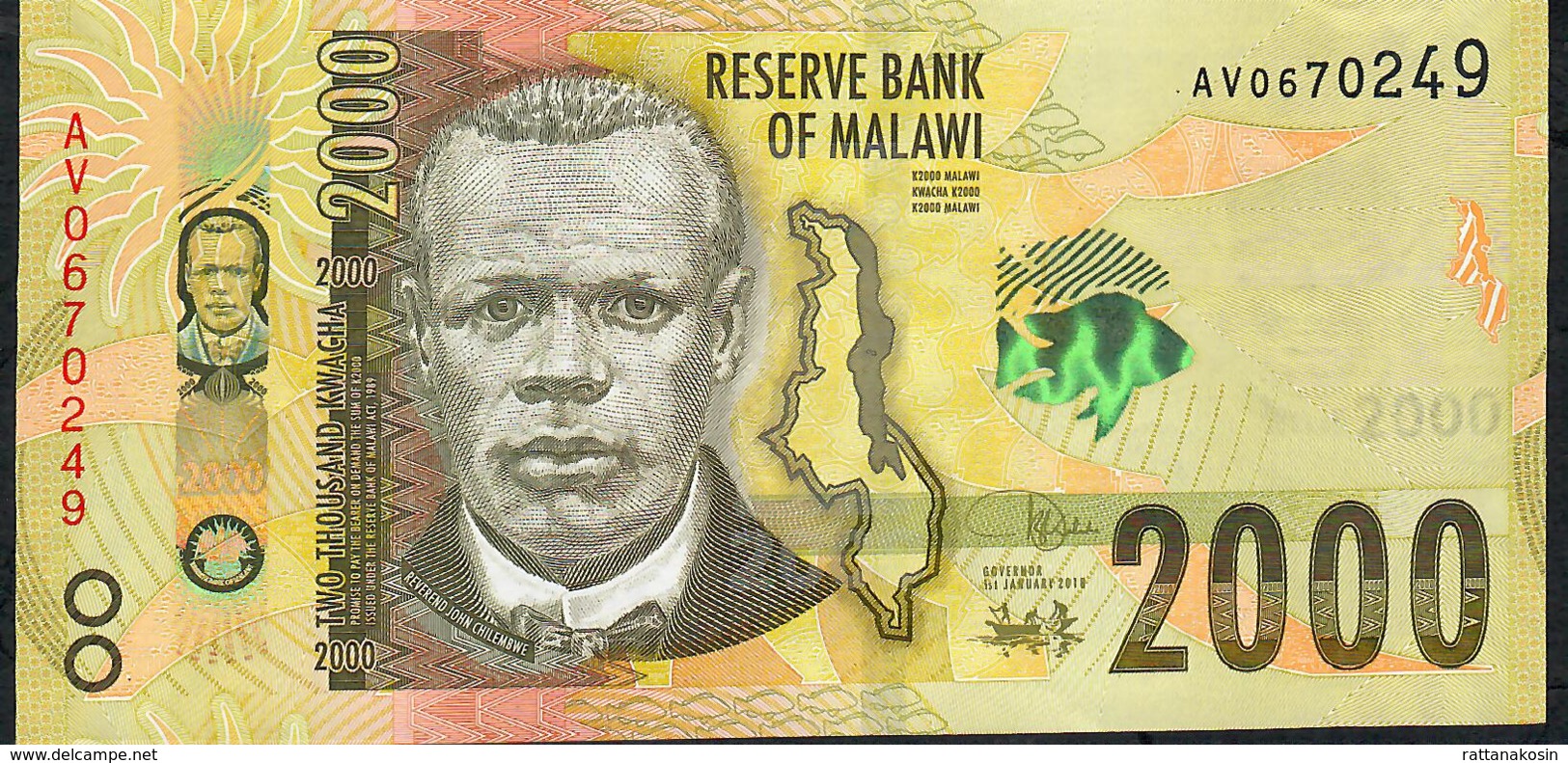 MALAWI  P69b 2000 KWACHA  1..1.2018   #AV Or AW Choice !   UNC - Malawi