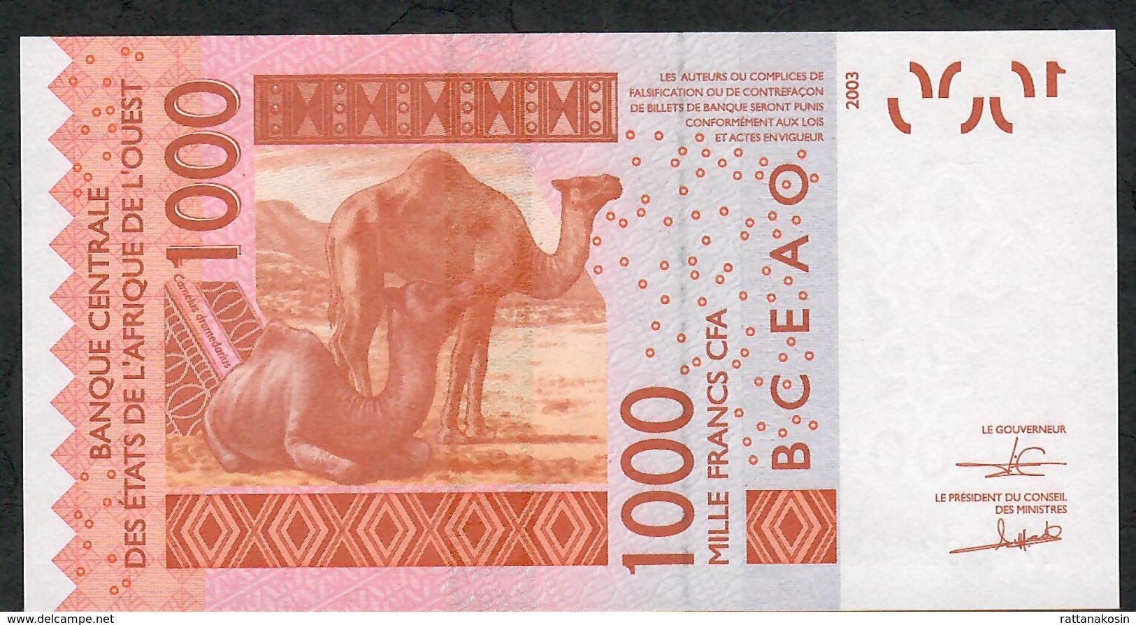 W.A.S. BENIN P215Bp  1000 FRANCS (20)17 2017  UNC. - West-Afrikaanse Staten