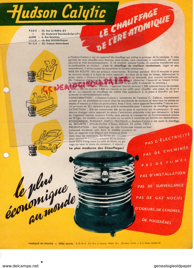 75- PARIS- RARE LETTRE PUBLICITE  SDME -CHAUFFAGE HUDSON CALYTIC- ERE ATOMIQUE-52 RUE BOETIE- - Werbung