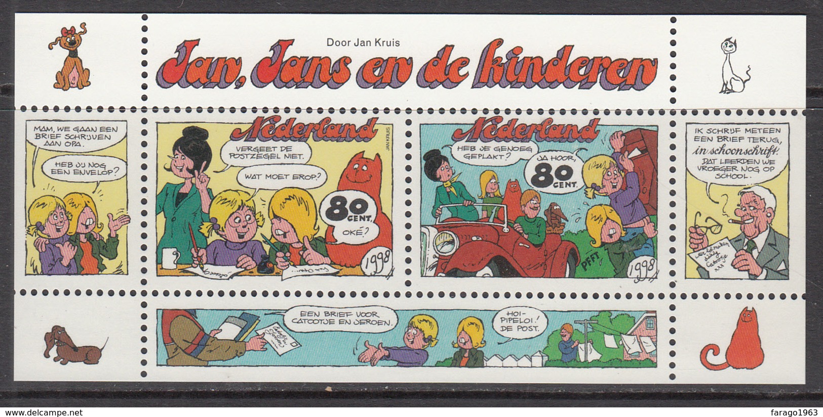 1998 Netherlands Art Comics  Miniature Sheet  MNH - Fumetti