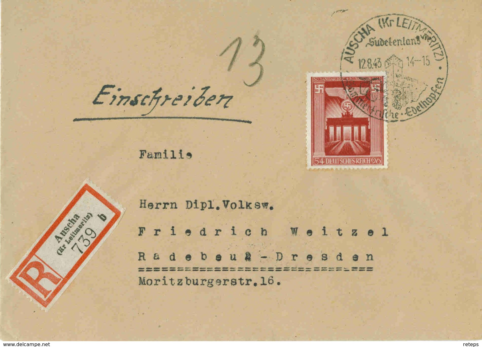 DR Mi-Nr 829 /Machtergreifung,  echt Gelaufener R-Brief,  Mit SST - Storia Postale