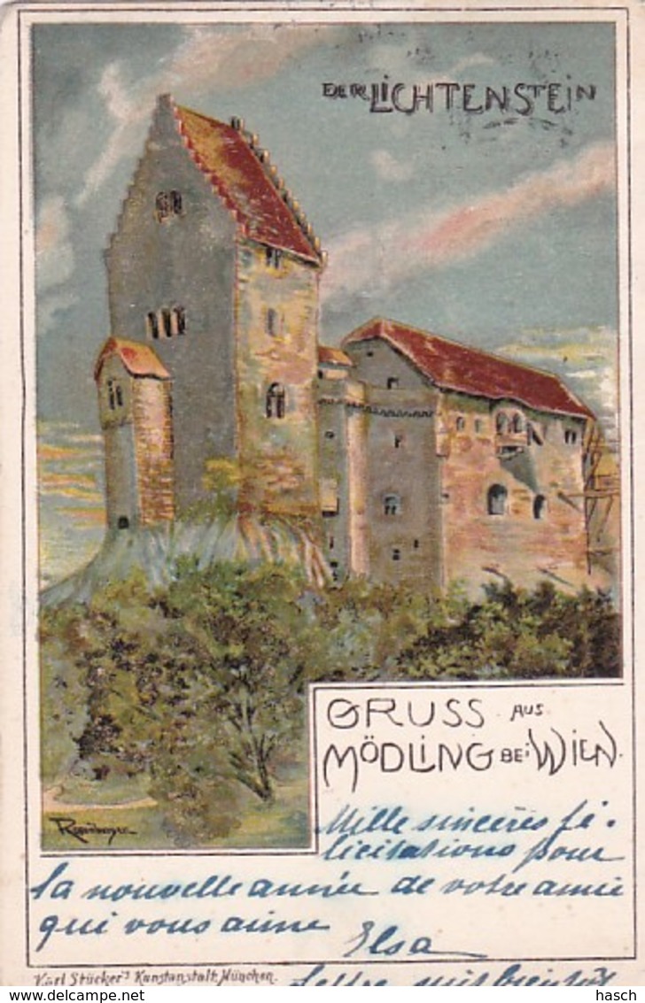 3736	2	Gruss Aus Mödling Bei Wien, Der Lichtenstein )(gestempelt 1900)(sehe Ecken) - Other & Unclassified