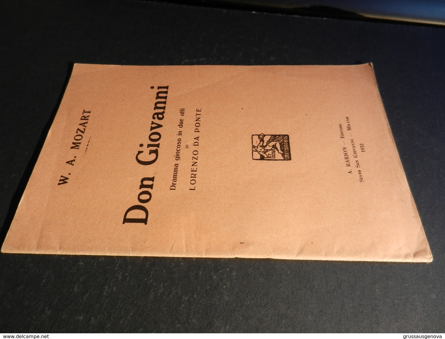 9) MOZART DON GIOVANNI LIBRETTO D'OPERA EDIZIONE BARION 1932 - Operaboeken