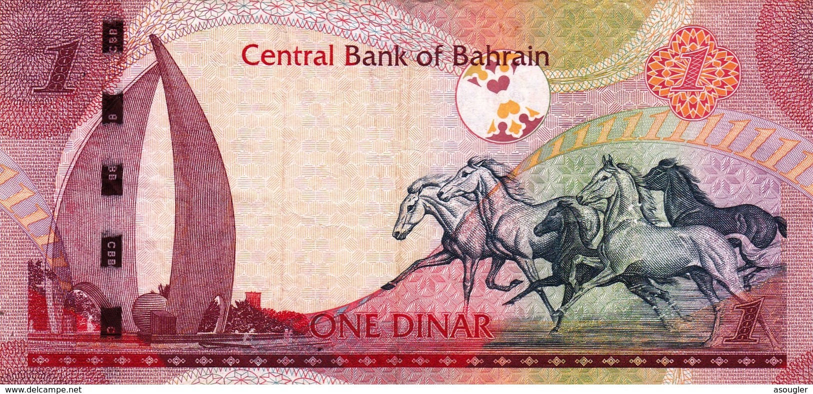 BAHRAIN 1 DINAR 2006 (2008) VF P-26 "free Shipping Via Regular Air Mail (buyer Risk)" - Bahrein