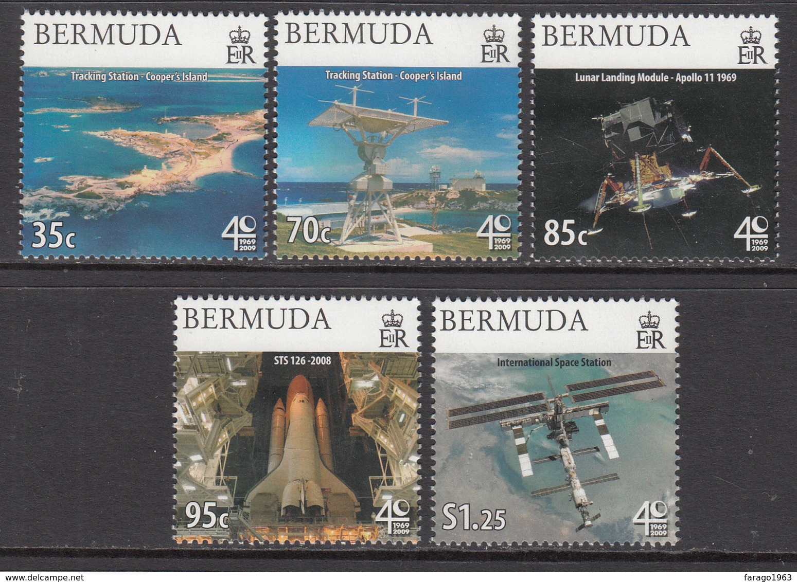 2009 Bermuda Space Man On The Moon Complete Set Of 5  MNH - Bermuda