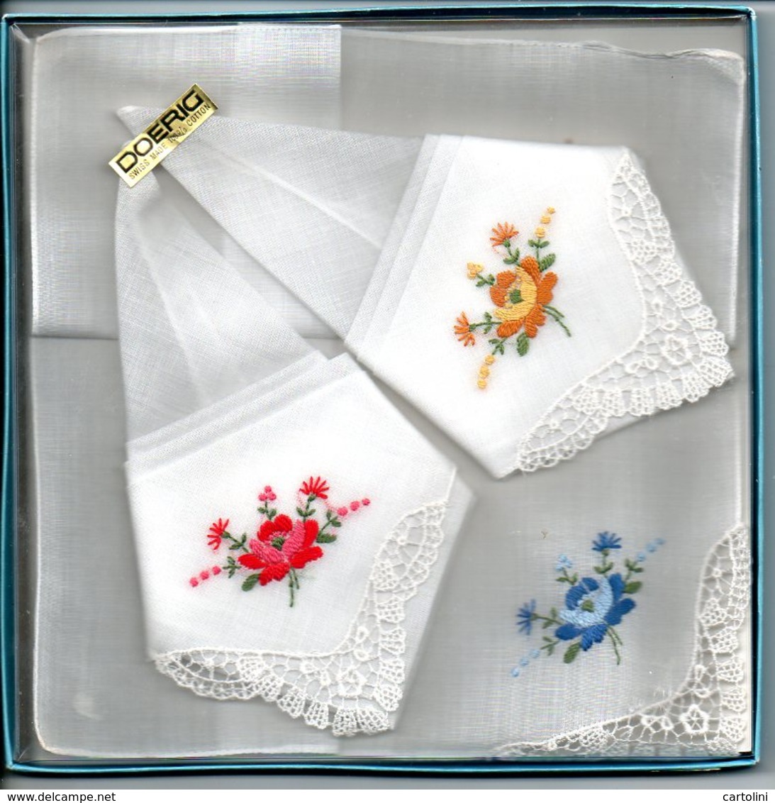 Pochettes  Geborduurd Brodées  3 Stuks/pcs Embroided Met Kant Dentelle  Lace  Spitze Vintage - Dentelles Et Tissus