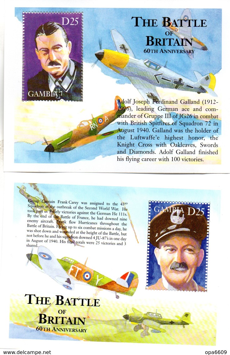 (WK-Alb1) Gambia Mi Block 512+514 "WWII - THE BATTLE OF BRITAIN - 60TH ANNIVERSARIE "  ** Postfrisch - Gambia (1965-...)