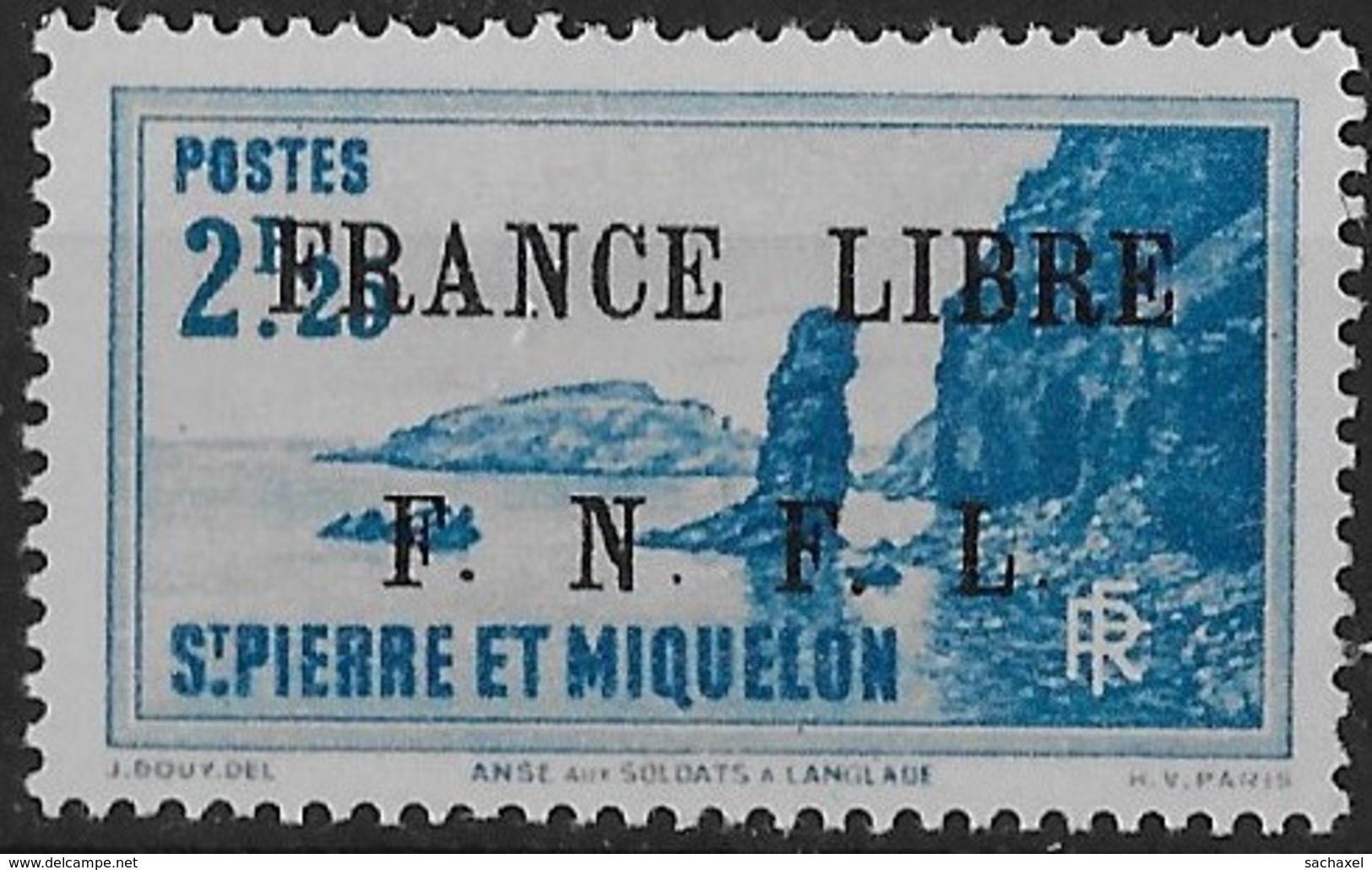 1941 - 1942 Saint Pierre Et Miquelon N° 269  Nf** . MNH . Surcharge France Libre. Langlade. - Neufs