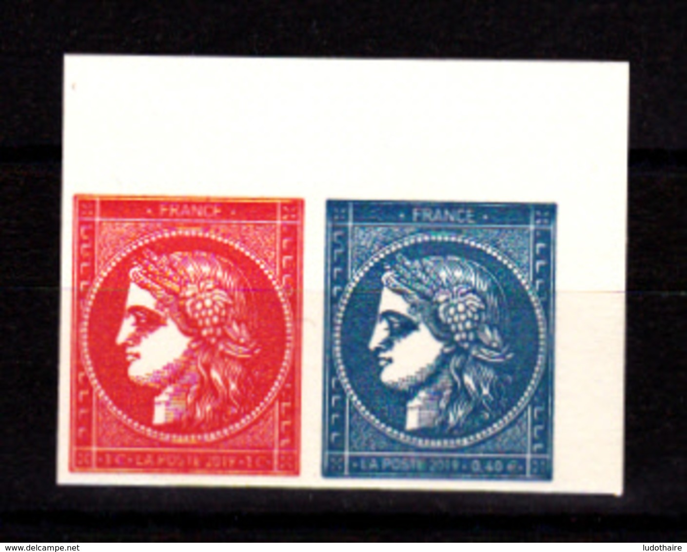 Paire 0.40 Bleu Et 1.00 € Rouge, CdF, Cérès Non Dentelé Provenant Du Bloc De 25 T Inclus Dans Le Livret Prestige - Unused Stamps