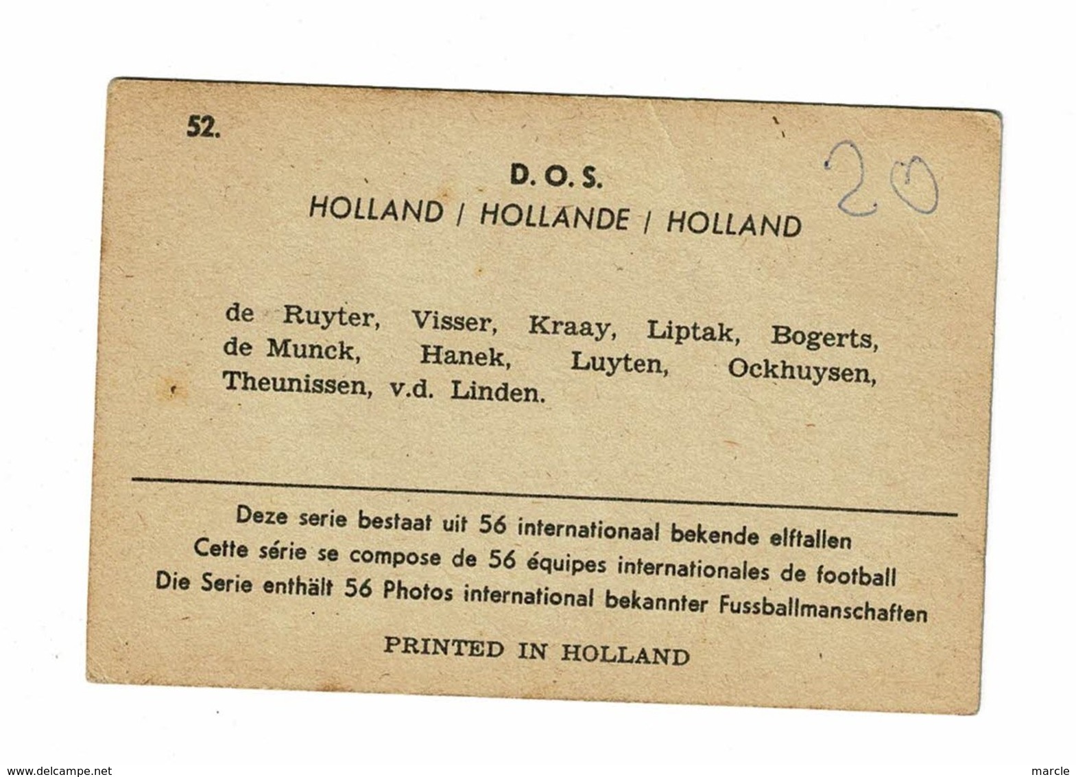 D O S   Ploeg 1960 - Trading Cards