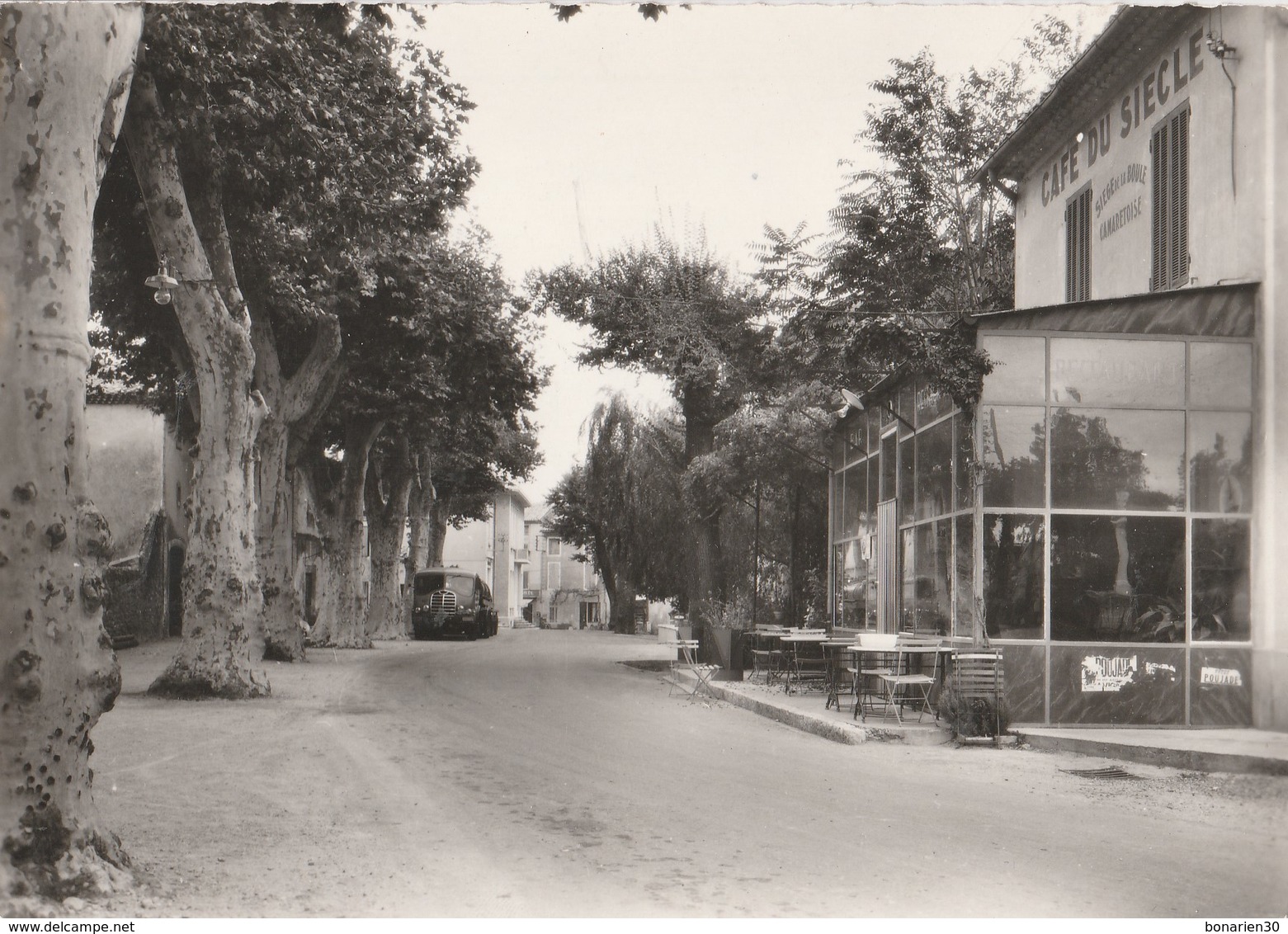 CPSM  84  CAMARET  CAMION UNIC ? COURS DU MIDI CAFE DU SIECLE - Camaret Sur Aigues