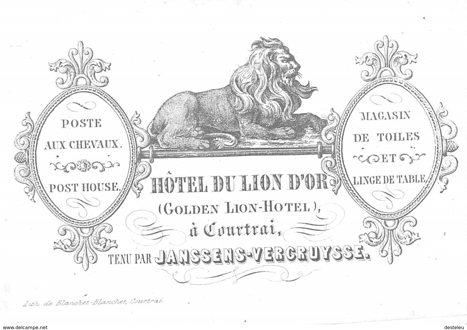 Hotel Du Lion D'Or  Janssens-Vercruysse  10x7 Cm  Courtrai - Kortrijk - Kortrijk