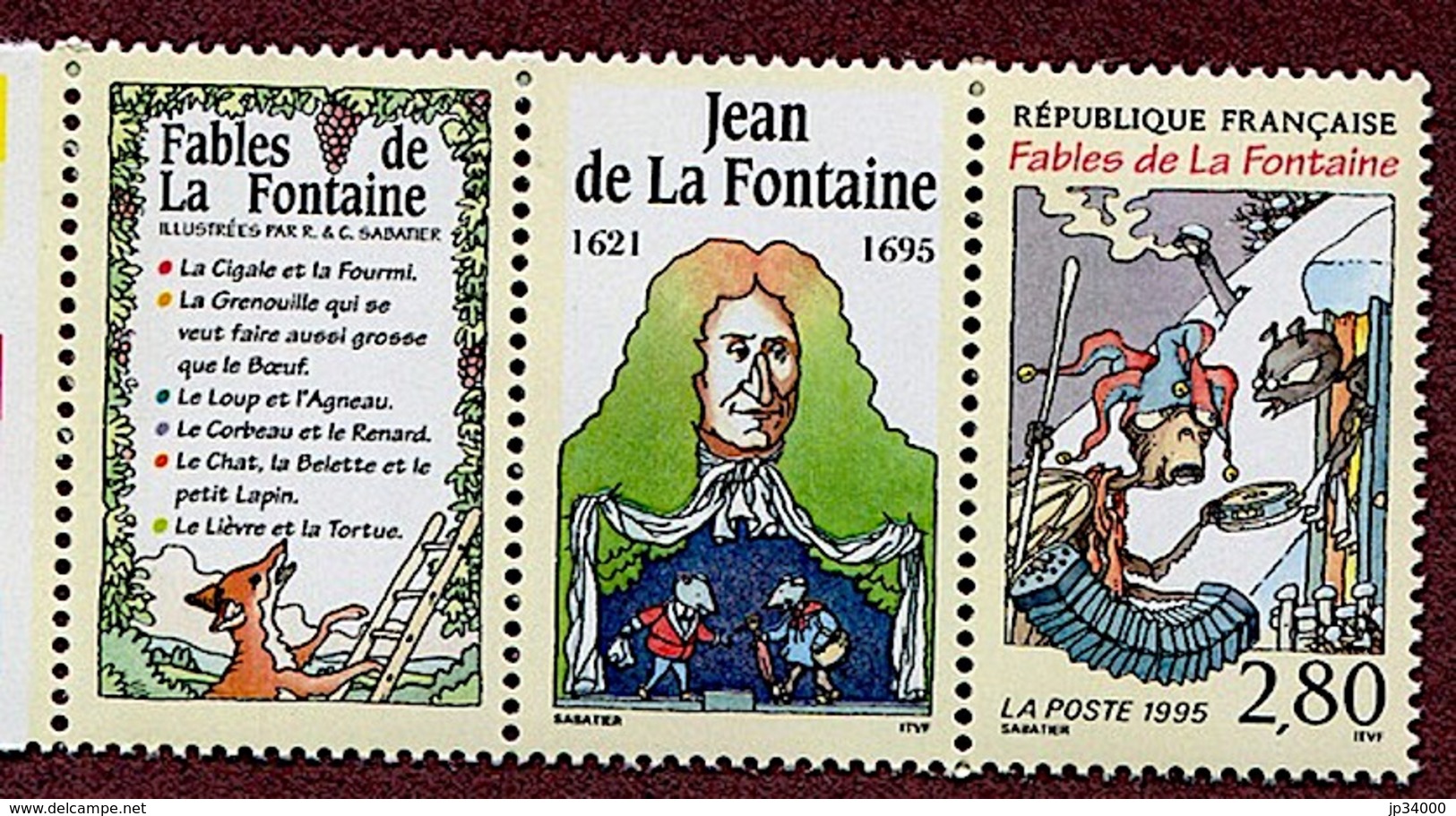 FRANCE  Jean De La Fontaine La Cigale Et La Fourmi. Yvert N° 2958 Avec 2 Vignettes Logo Attenant. ** MNH - Ungebraucht