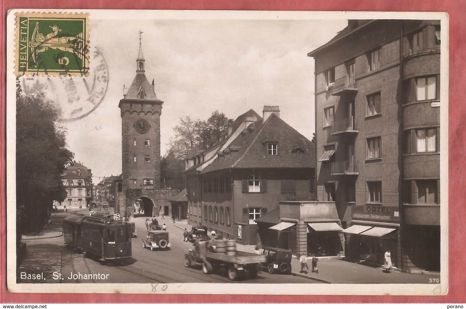 Basel - Tram Nr. 15 Beim St. Johanntor - Fotokarte 1934 - Bâle