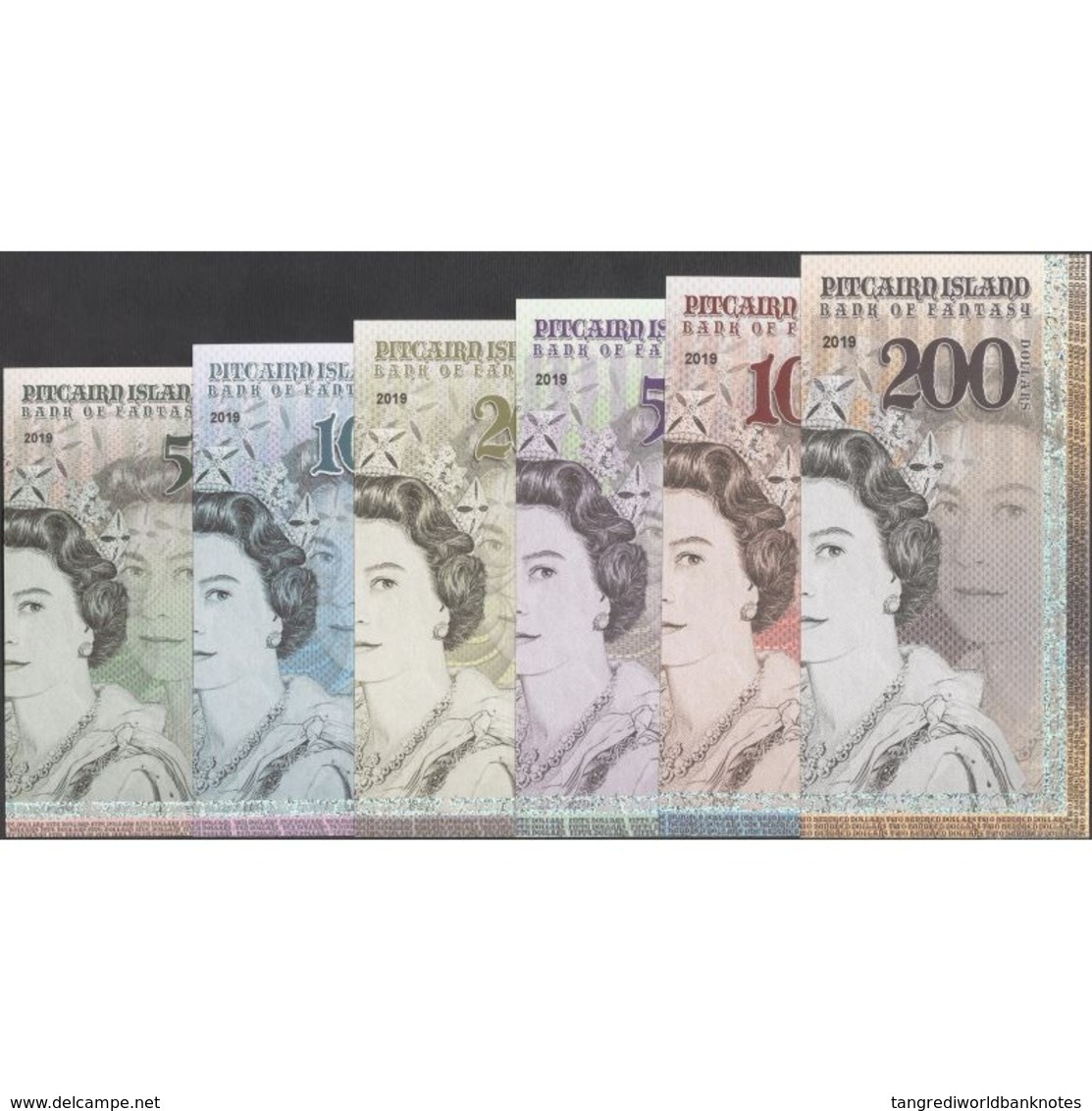 TWN - PITCAIRN ISLANDS (private Issue) - 5-200 Dollars 2019 Polymer - Queen Elizabeth II - Set Of 6 UNC - Altri & Non Classificati
