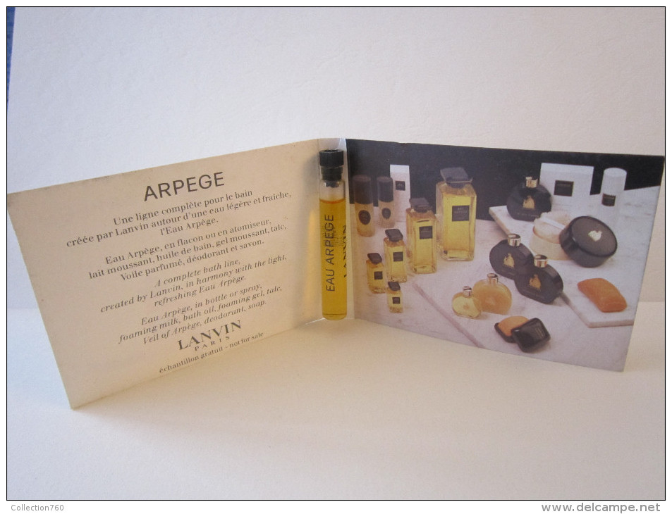 LANVIN - Echantillon  Tube Sur Carte -  (collector, Ne Pas Utiliser, Date Des Années 90) - Perfume Samples (testers)