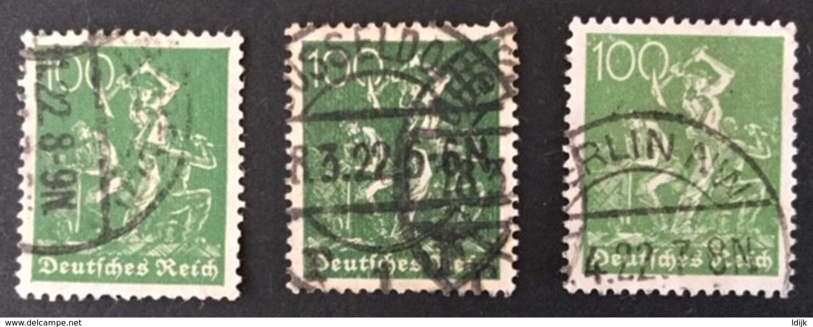 1921 Arbeitergruppe Mi. 187a Olivgrün, 187b Schwarzgrün, 187c Blaßgrün , Alle Infla-geprüft - Used Stamps