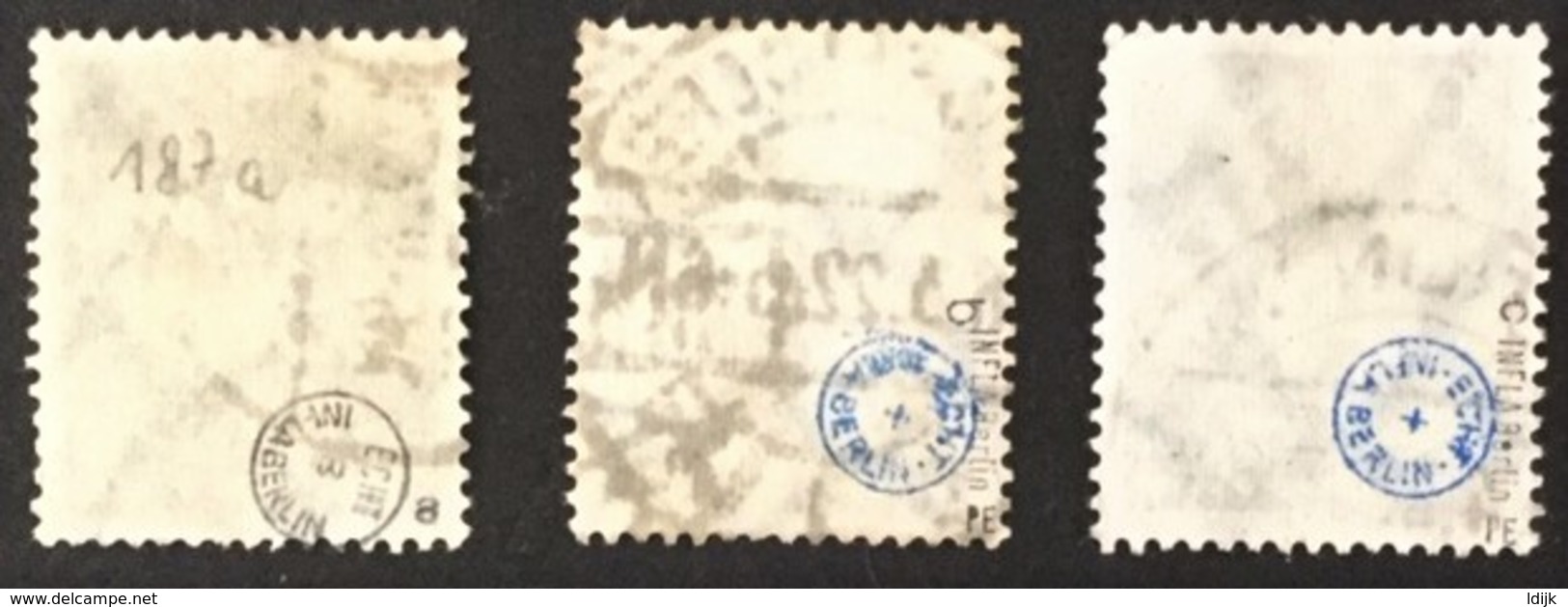 1921 Arbeitergruppe Mi. 187a Olivgrün, 187b Schwarzgrün, 187c Blaßgrün , Alle Infla-geprüft - Used Stamps