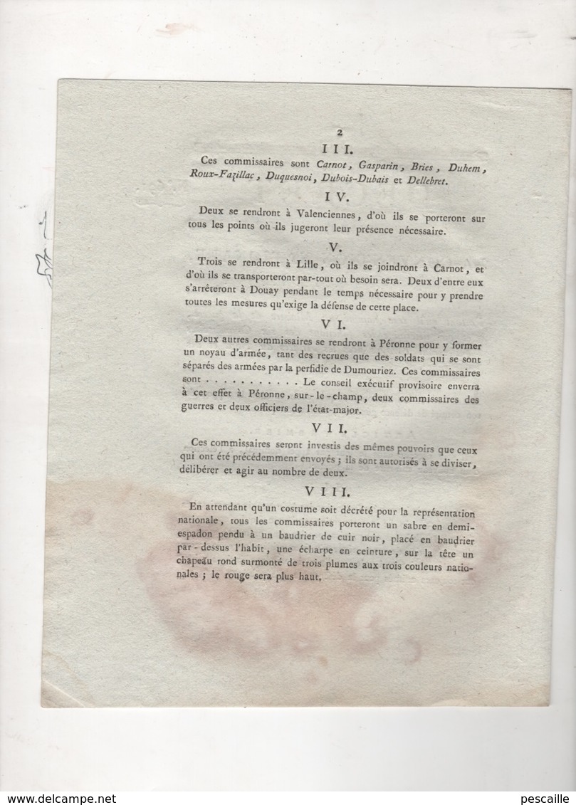 1793 - DECRET CONVENTION NATIONALE MINISTRE DE LA GUERRE / ARMEES DU NORD & DES ARDENNES - 52 HAUTE MARNE JOINVILLE - Decrees & Laws