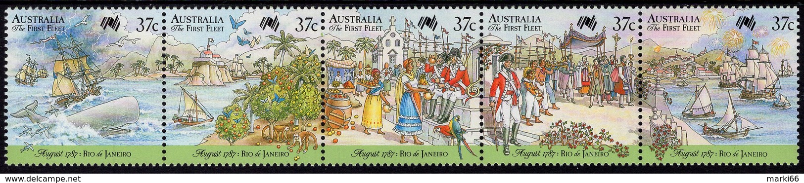 Australia - 1987 - First Fleet Arrival At Rio De Janeiro - Mint Stamp Set - Mint Stamps