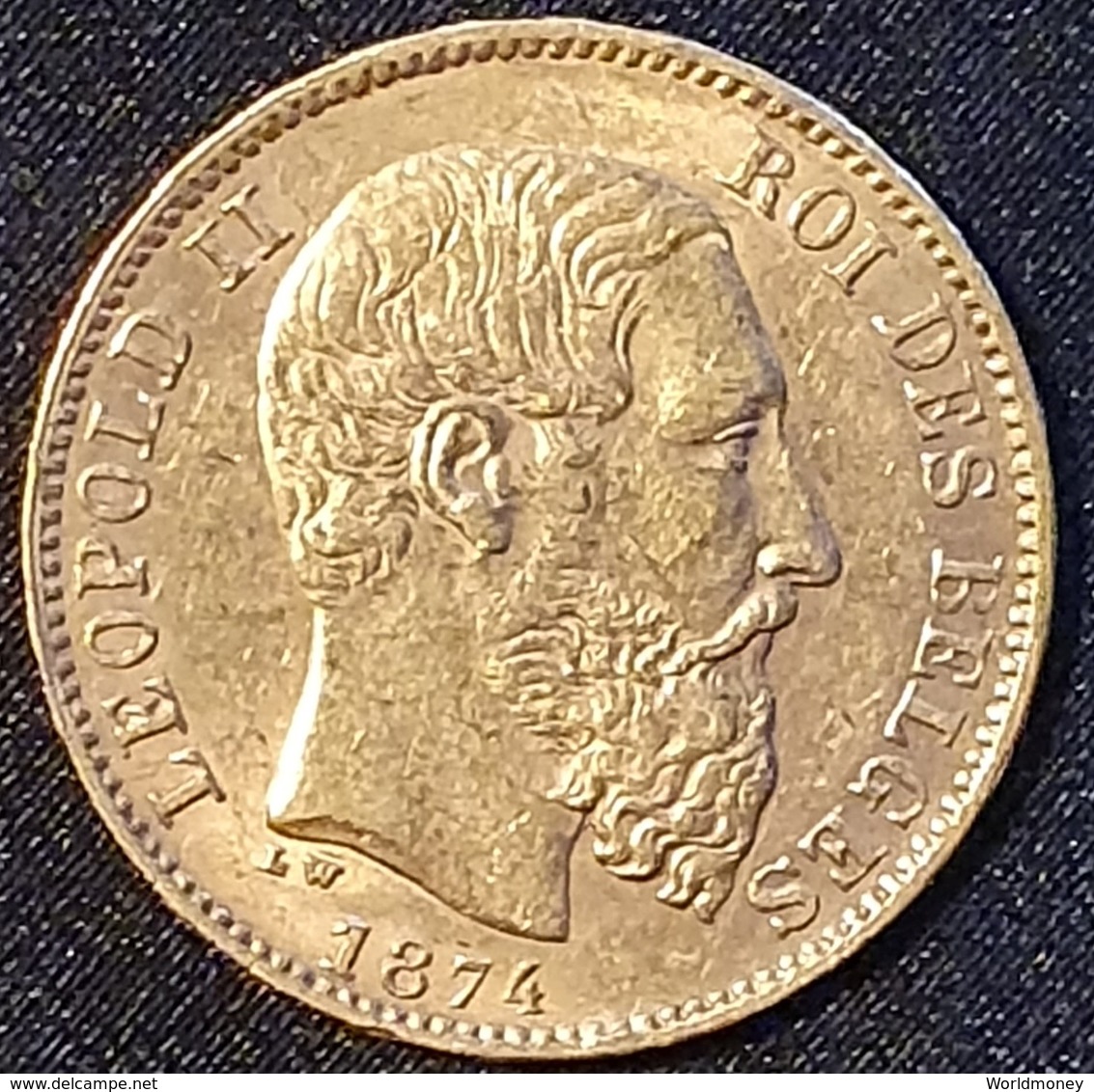 Belgium 20 Francs 1874 (Gold) - 20 Frank (gold)