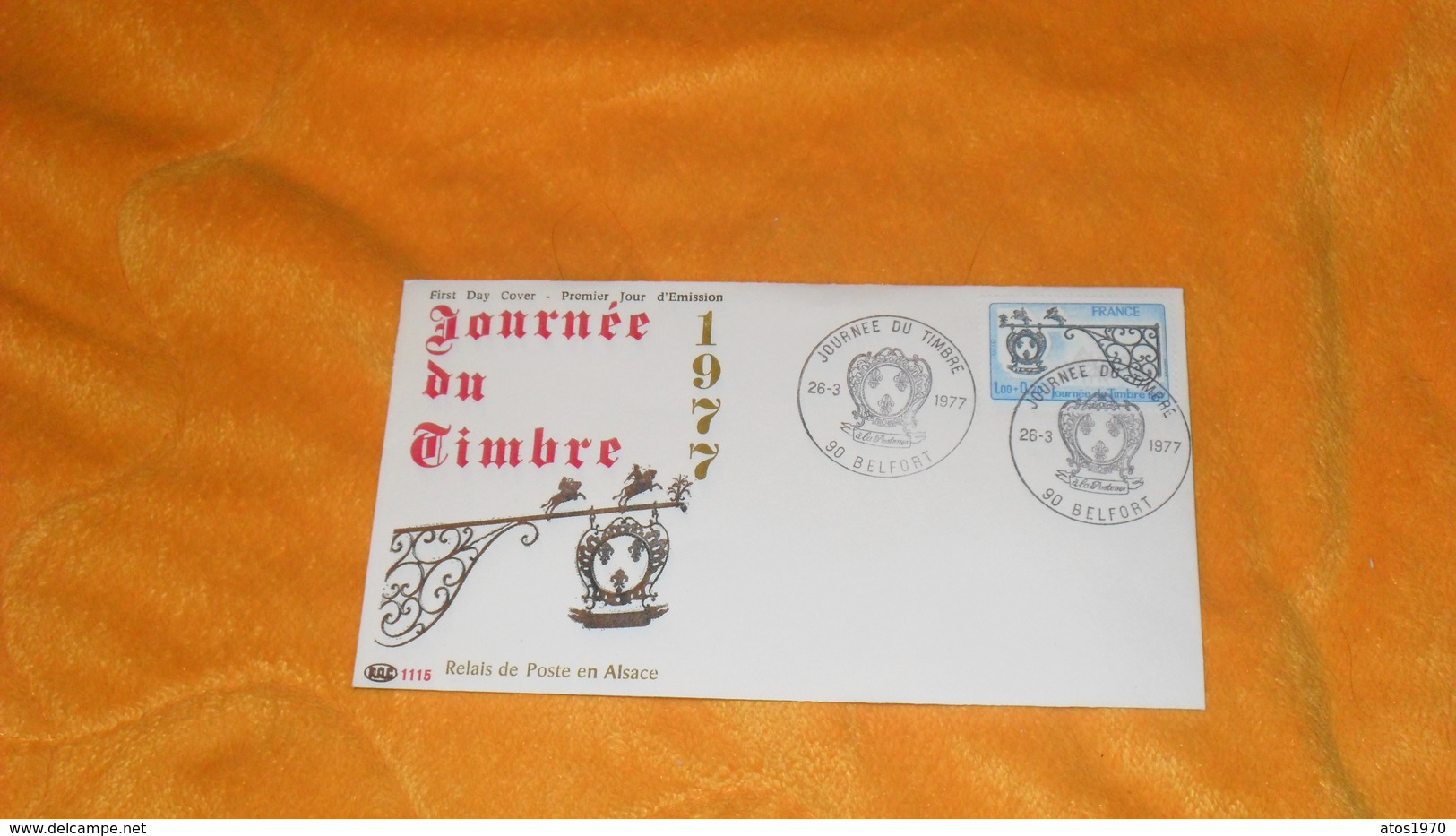 ENVELOPPE FDC DE 1977../ JOURNEE DU TIMBRE RELAIS DE POSTE EN ALSACE..CACHETS 90 BELFORT + TIMBRE - 1970-1979