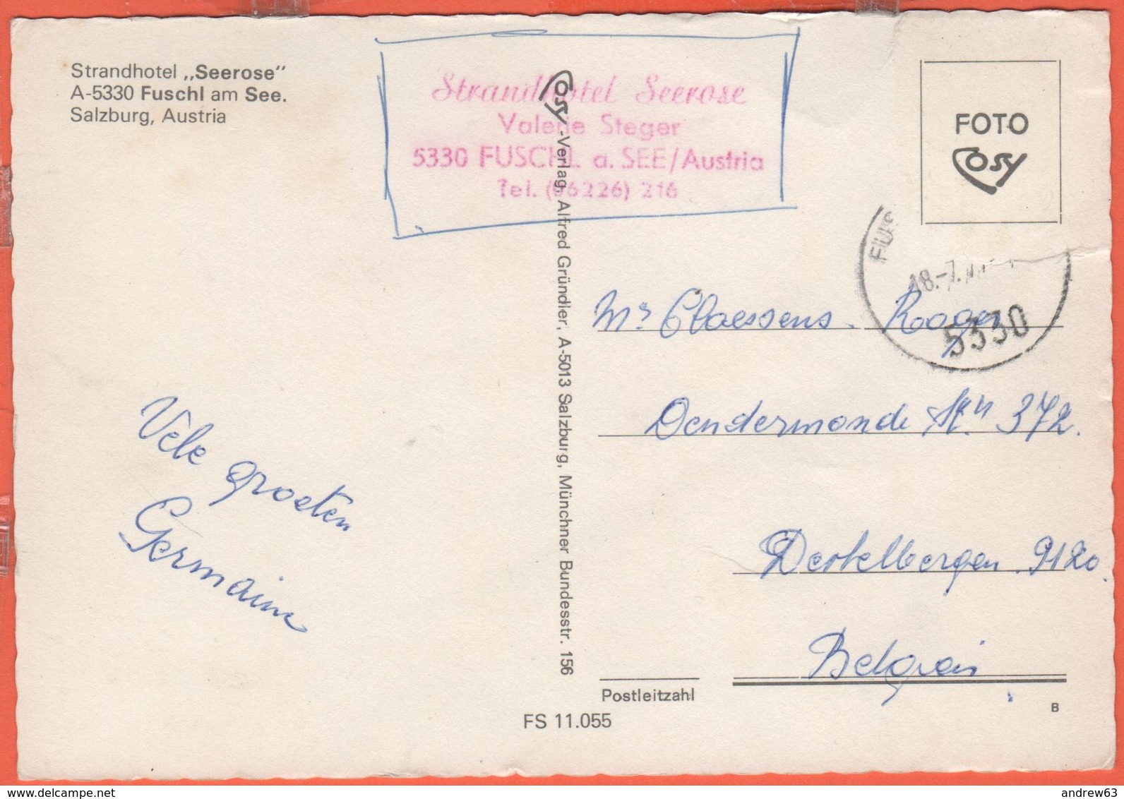 AUSTRIA - ÖSTERREICH - AUTRICHE - 1977 - Missed Stamp - Salzbourg - Fuschl Am See - Strandhotel "Seerose" - Viaggiata Da - Altri & Non Classificati