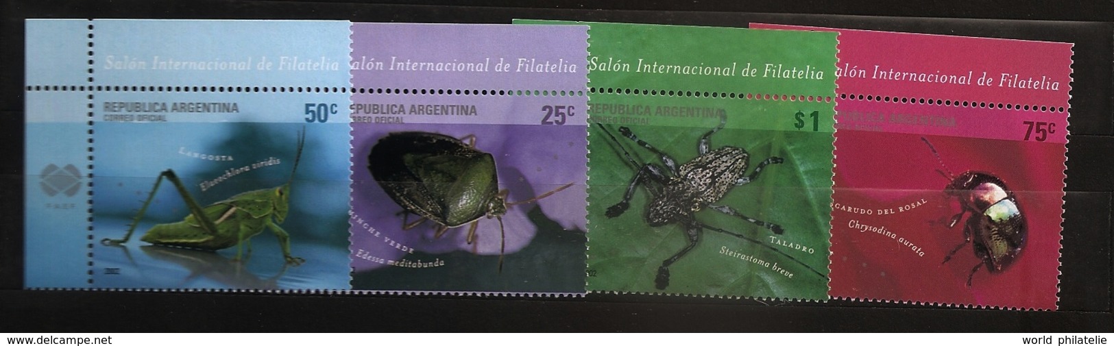 Argentine 2002 N° 2334 / 7 ** Insectes, Coléoptères, Punaise, Sauterelle, Steirastoma Breve, Chrysodina Aurata, Edessa - Unused Stamps