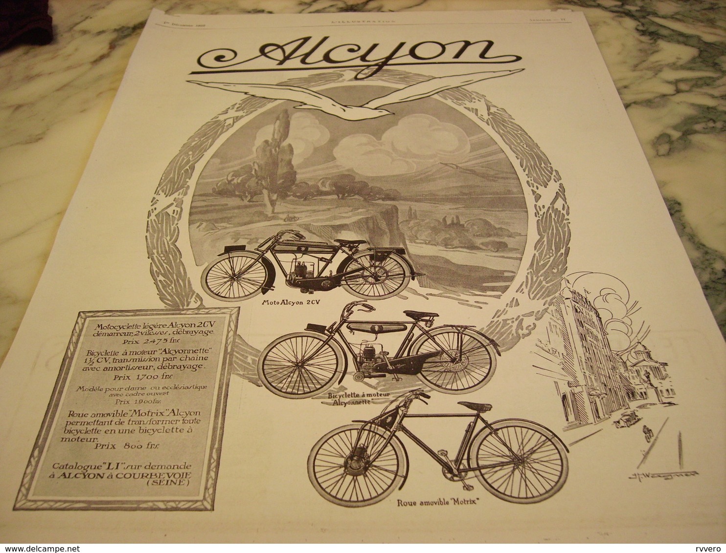 ANCIENNE PUBLICITE MOTOCYCLETTE  ALCYON 1923 - Motor Bikes