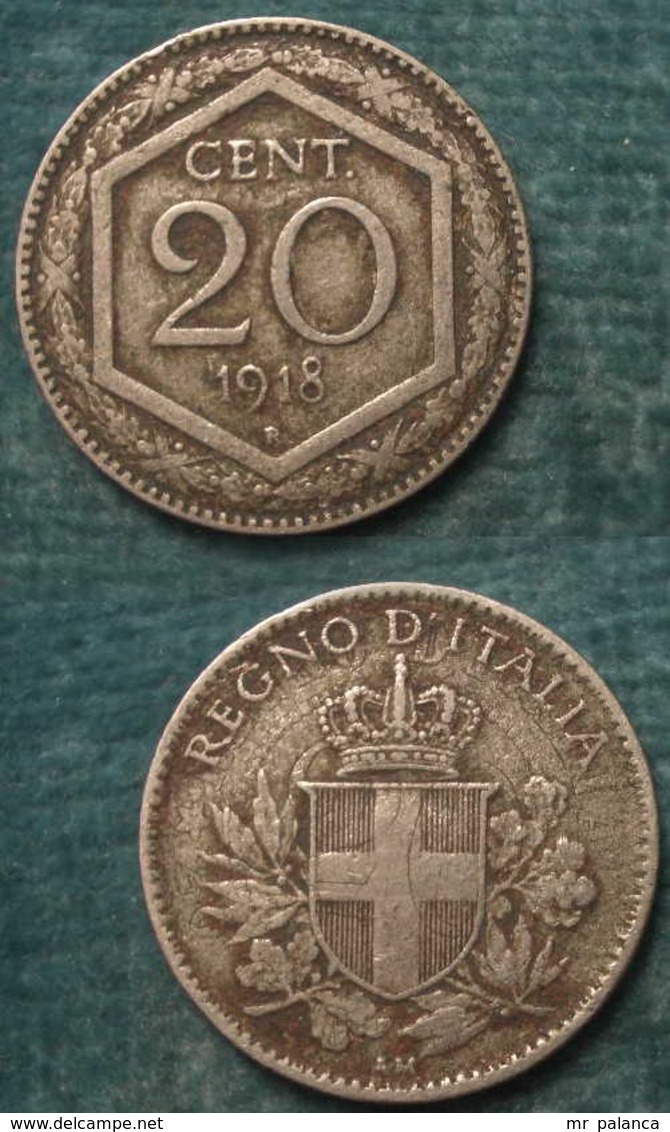 M_p> Regno Vitt Eman III° 20 Centesimi 1918 Esagono, Bella Conservazione, Traccie Del 20 Cent Umberto I° - 1900-1946 : Vittorio Emanuele III & Umberto II