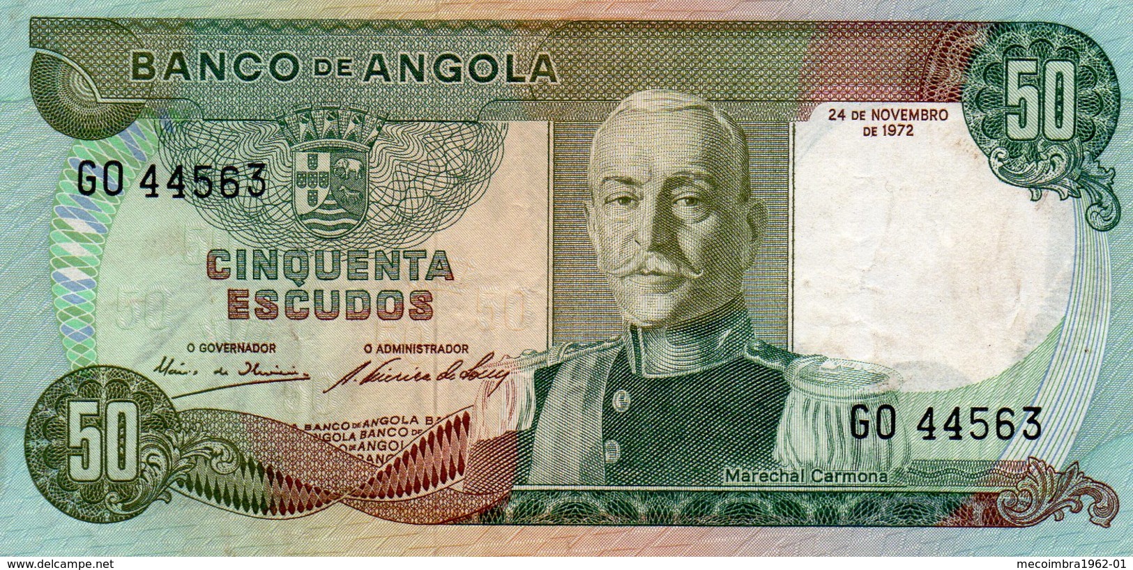 EX/COLONIA - Angola Portuguesa 50 Escudos 1972 Marchal Carmona G0 44563 - Angola