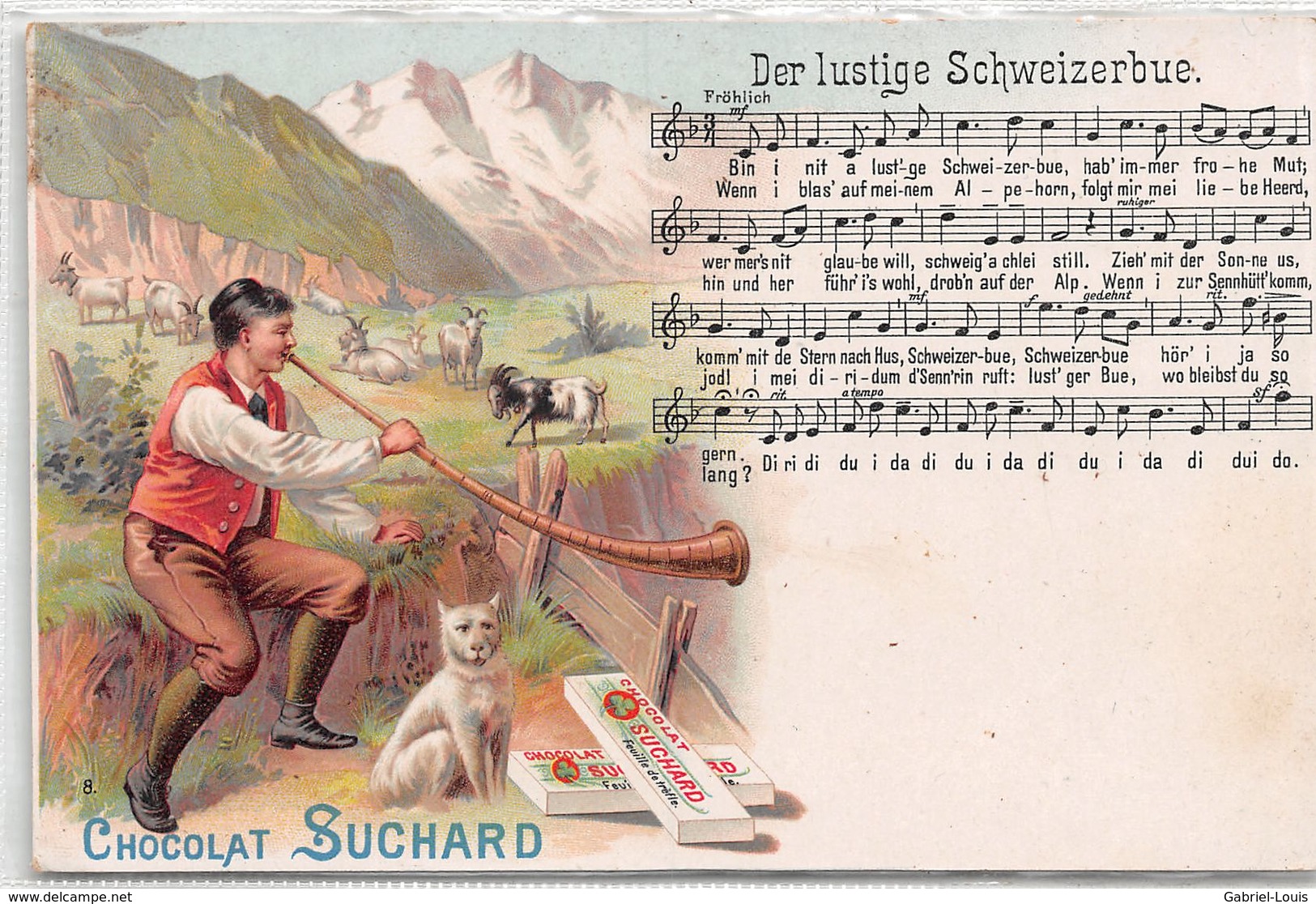Chocolat Suchard Der Lustige Schweizerbue - Cor Des Alpes -  Alphorn - Litho - Hund - Musik - Horn