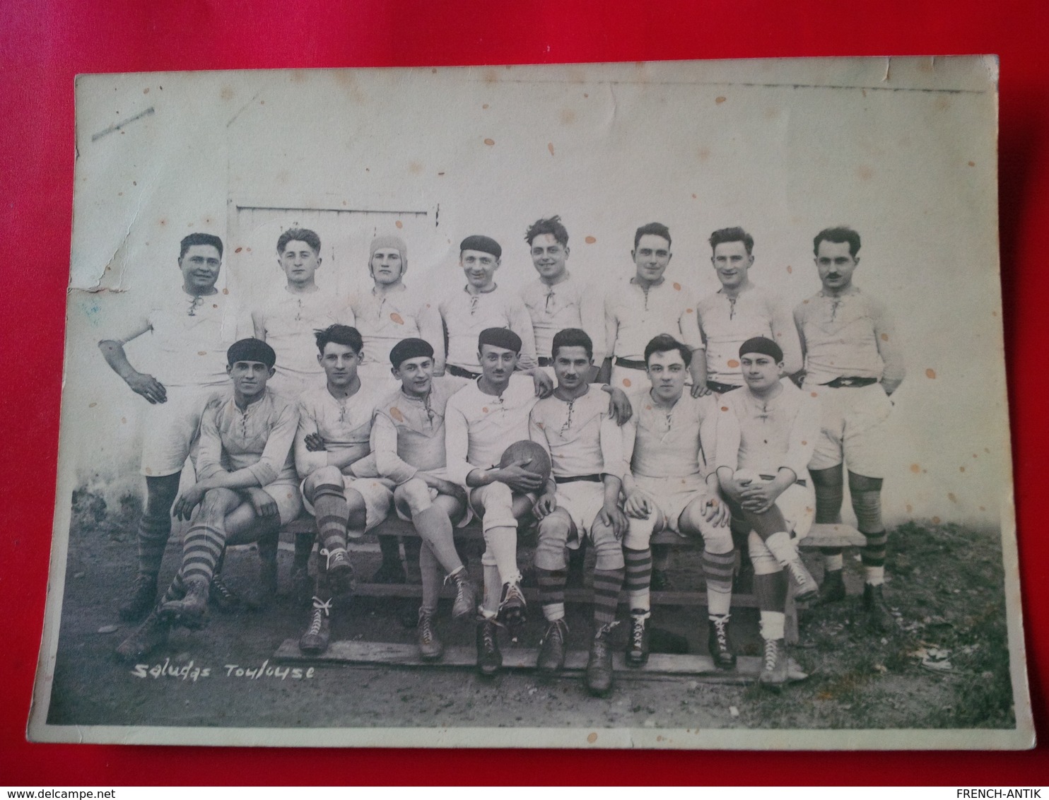 PHOTO SPORT FOOTBALL EQUIPE SALESIENNE SALEES DU SALAT CHAMPION DES PYRENNEES 1928 PHOTOGRAPHE SALUDAS - Sports