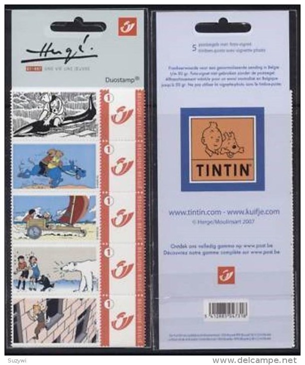 Belgium**TINTIN “in Danger”-5 Duostamps-Cartoons-2007-Hergé-Polar Bear-MNH-BD-BandeDessinée-Kuifje-Tim&Struppi - Other & Unclassified