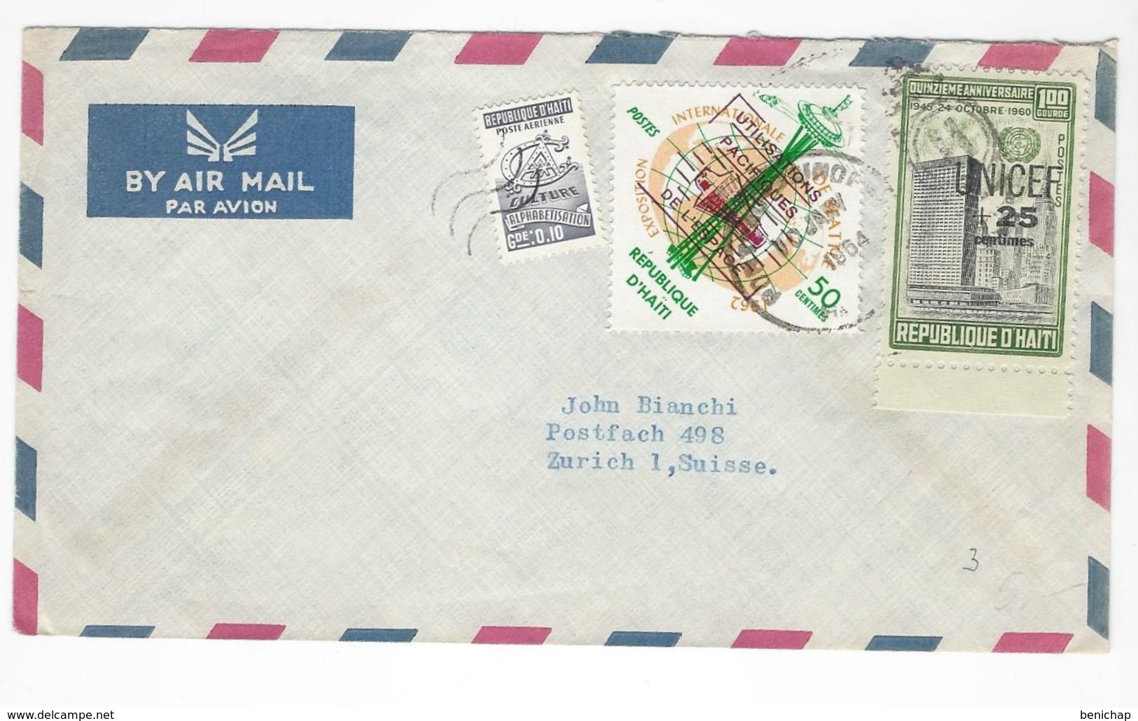 COVER - BY AIR MAIL - HAITI - UNICEF - PORT-AU-PRINCE - ZURICH - SUISSE. - Haití